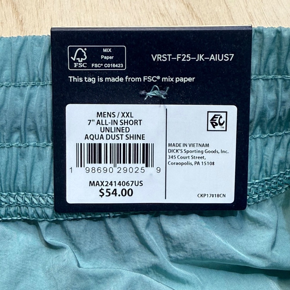 (2) NEW VRST Mens All-In Unlined 7" Shorts XXL Aqua Burgundy UPF 50+ Two Pack - Picture 5 of 11